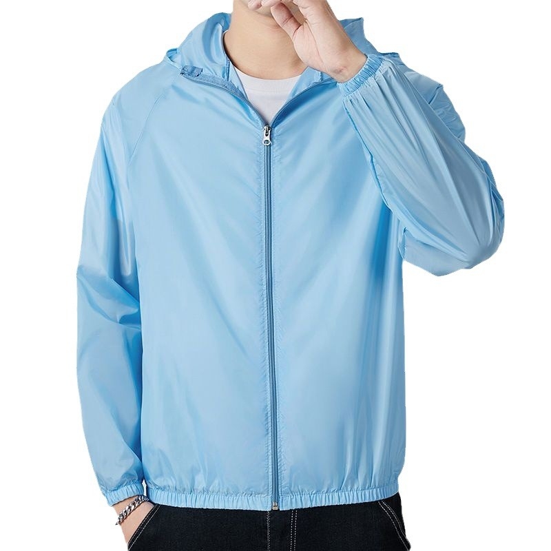 Jachetă cu glugă, subțire, croială lejeră, poliester, fermoar, pentru adolescenți, vară