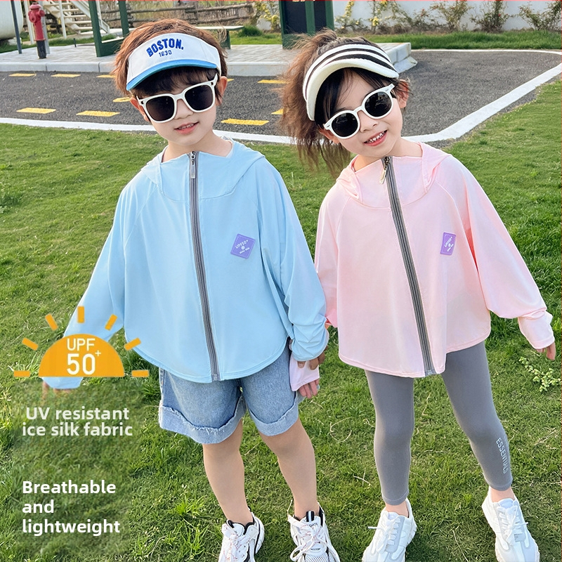 Bērnu UV aizsardzības krekls UPF50+, Ice Silk, elpojošs vasaras audums, batwing piedurknes, 7–12 gadi, 95% poliester