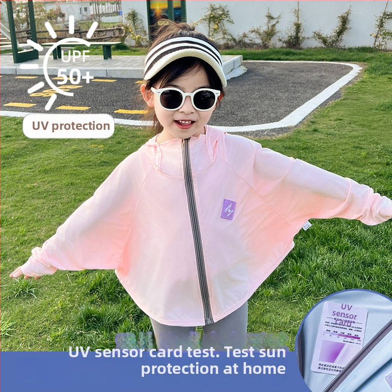 Bērnu UV aizsardzības krekls UPF50+, Ice Silk, elpojošs vasaras audums, batwing piedurknes, 7–12 gadi, 95% poliester