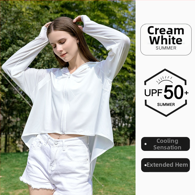 Jachetă-șal UV pentru femei, cu glugă, material Ice Silk, nailon cu până la 10% elastan, respirabilă