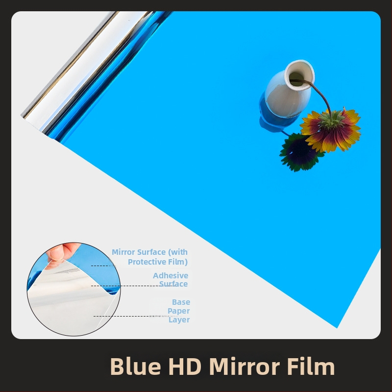 Pašlīmējošs PET spoguļfilms sienas uzlīmei, divpusējs; piemērots dzīvojamām telpām, guļamistabai un komerciāliem telpām; nodrošina saules aizsardzību, ēnojumu un siltumizolāciju.