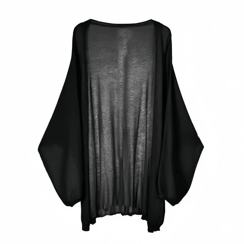 Слънцезащитен плетен кардиган, свободна кройка, дълъг ръкав, Хараджуку стил, Vinylon плат, UPF50+