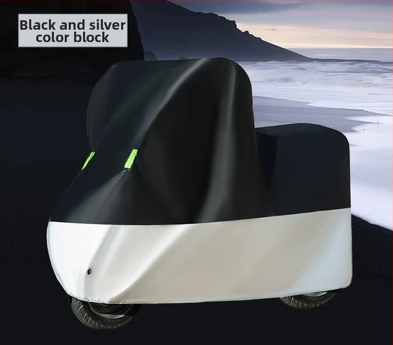 Elektrisko transportlīdzekļu vāks – saules aizsardzība un lietus izturība; sudraba pārklājuma audums; putekļu aizsardzība; universāls Oxford stila