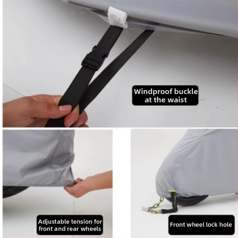 Elektriskā transportlīdzekļa pārklājs – lietus un saules aizsardzība – karikatūras stils