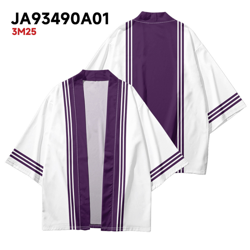 Poliester kimono kardigan s 3D potpunim otiskom, lagani materijal, rukavi 3/4, duljina 50–65 cm, svjež stil.