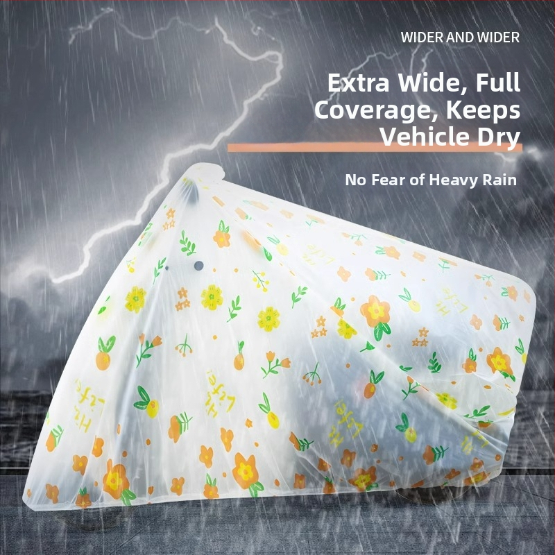 Elektrisko transportlīdzekļu pārklājs lietus un saules aizsardzībai; stils: animēts, mīļš, vienkāršs