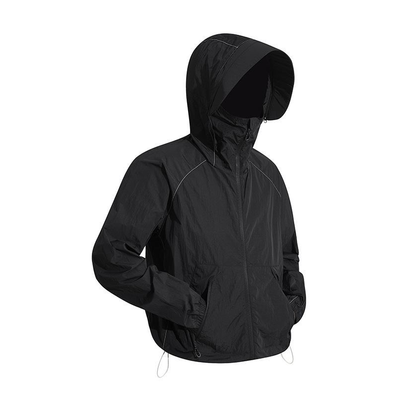 Jakna s kapuljačom za UV zaštitu, lagana Ice-Silk tkanina, najlon smjesa, UPF50+, prednji zatvarač