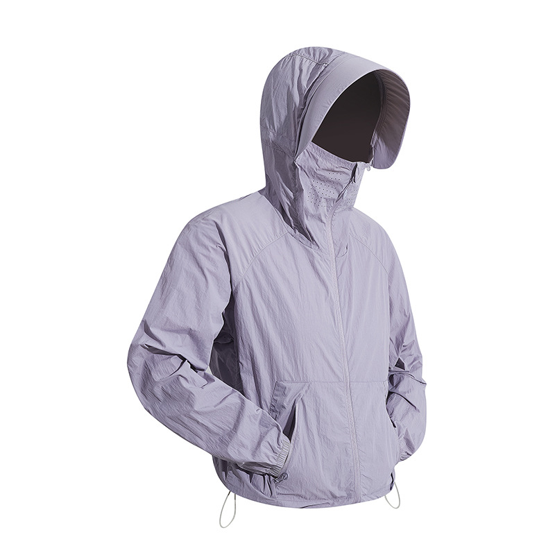 Jakna s kapuljačom za UV zaštitu, lagana Ice-Silk tkanina, najlon smjesa, UPF50+, prednji zatvarač