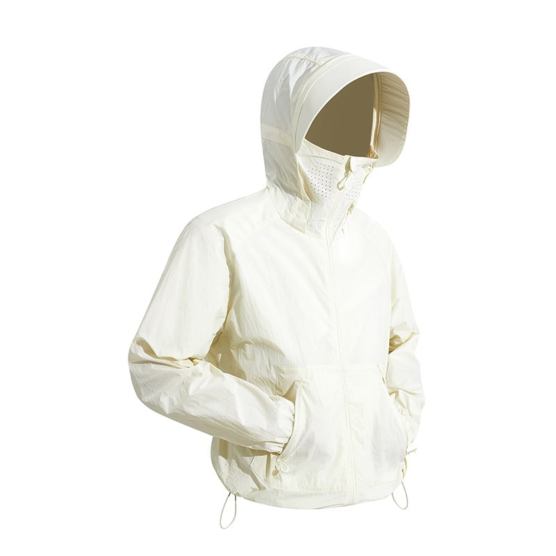 Jakna s kapuljačom za UV zaštitu, lagana Ice-Silk tkanina, najlon smjesa, UPF50+, prednji zatvarač
