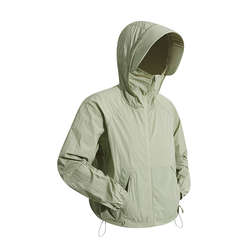 Jakna s kapuljačom za UV zaštitu, lagana Ice-Silk tkanina, najlon smjesa, UPF50+, prednji zatvarač