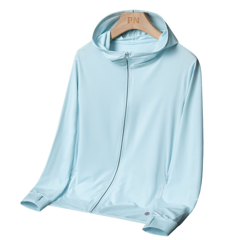 Vanjska windbreaker jakna s kapuljom - UPF50+ zaštita od sunca, prozračna materija koja se brzo suši, 92% poliester, 8% spandeks, lagana, unisex