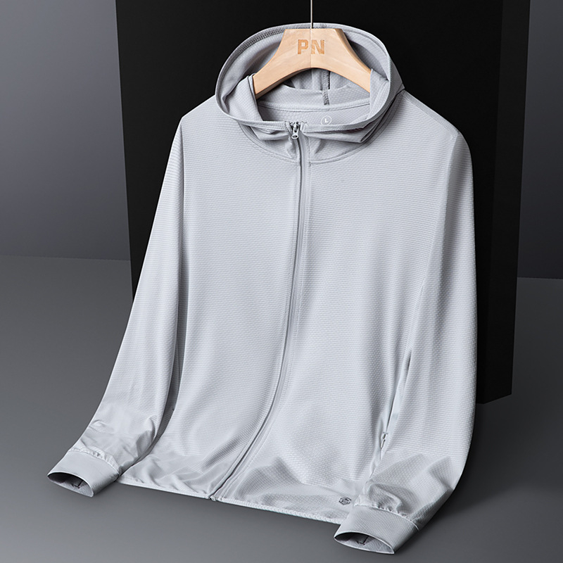 Vanjska windbreaker jakna s kapuljom - UPF50+ zaštita od sunca, prozračna materija koja se brzo suši, 92% poliester, 8% spandeks, lagana, unisex