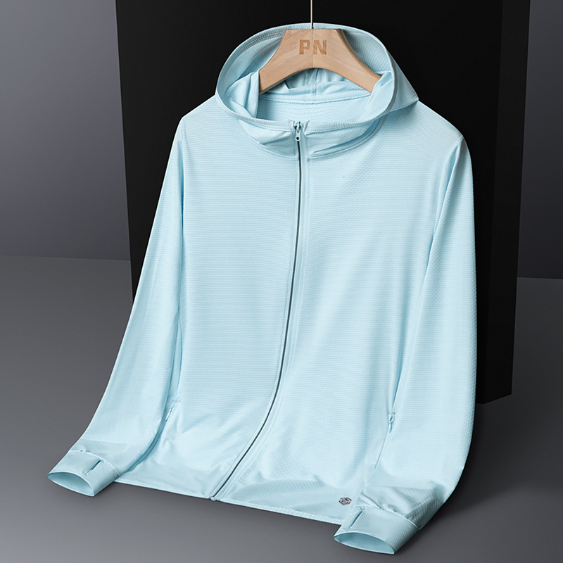 Vanjska windbreaker jakna s kapuljom - UPF50+ zaštita od sunca, prozračna materija koja se brzo suši, 92% poliester, 8% spandeks, lagana, unisex