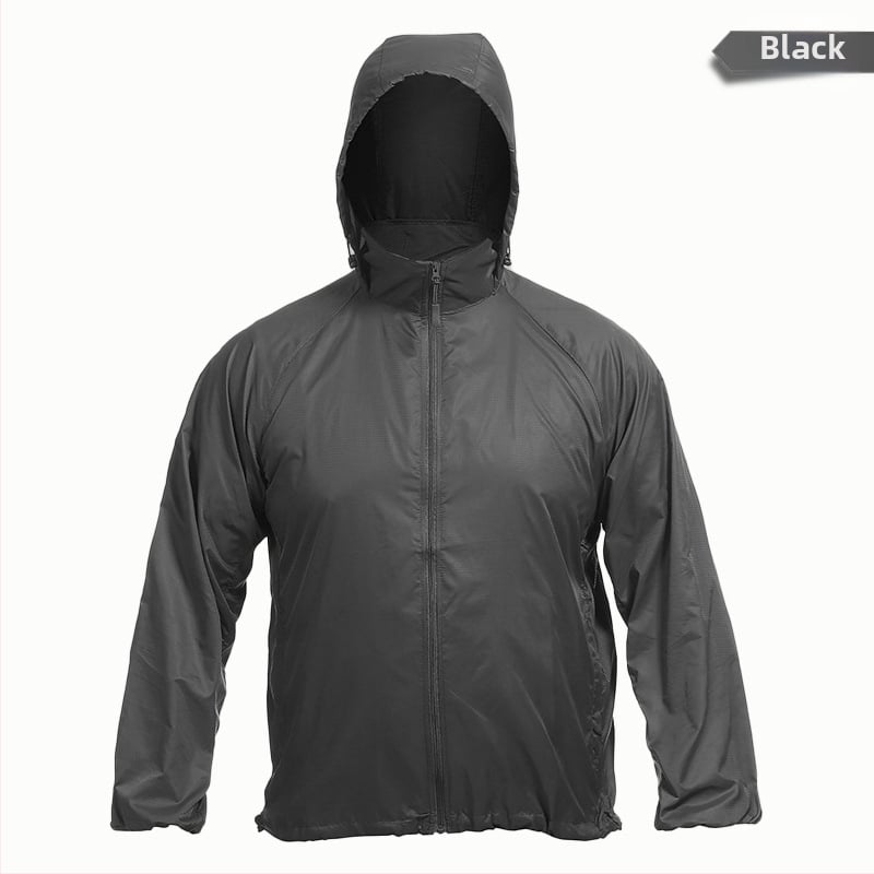 Geacă ușoară camuflaj cu glugă — poliester, protecție UV, pentru drumeții, camping și pescuit