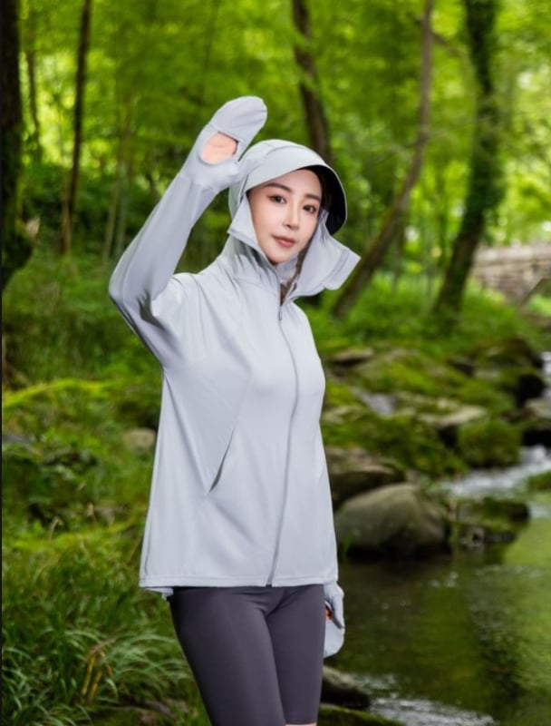 Top cu glugă cu protecție UV, din Ice Titanium Nylon, respirabil, pentru sporturi în aer liber, UPF99+