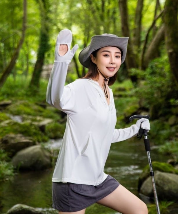 Top cu glugă cu protecție UV, din Ice Titanium Nylon, respirabil, pentru sporturi în aer liber, UPF99+