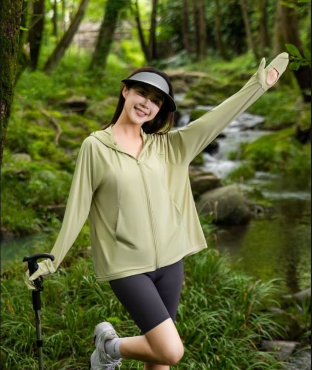 Top cu glugă cu protecție UV, din Ice Titanium Nylon, respirabil, pentru sporturi în aer liber, UPF99+