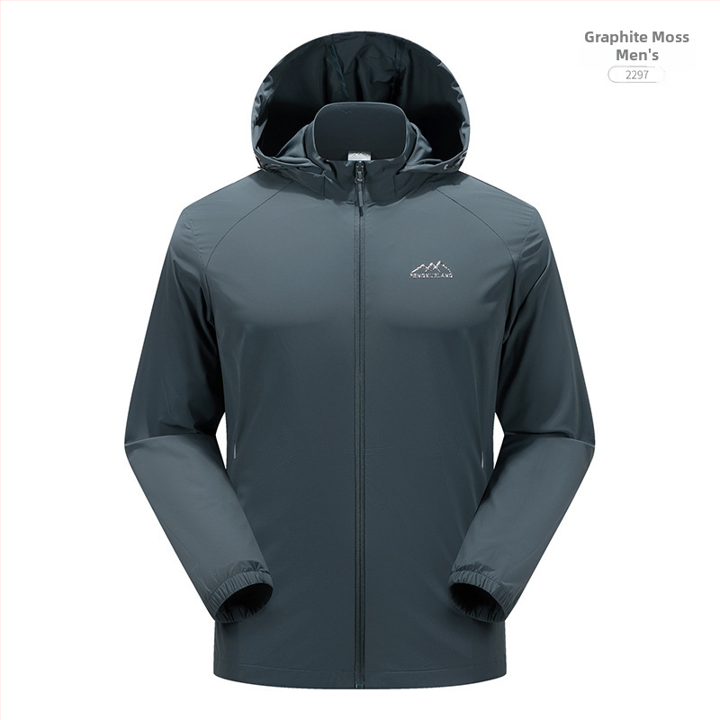 Jachetă exterioară din nylon Windbreaker, protecție UV50+, respirabilă, cu glugă, unisex