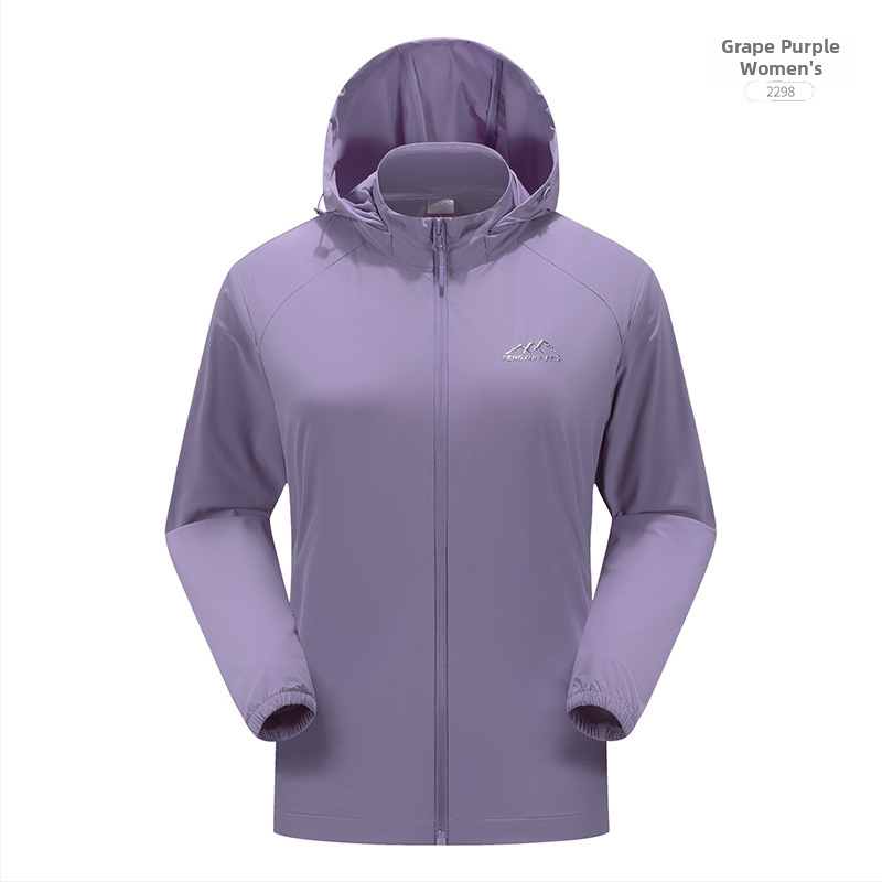 Jachetă exterioară din nylon Windbreaker, protecție UV50+, respirabilă, cu glugă, unisex