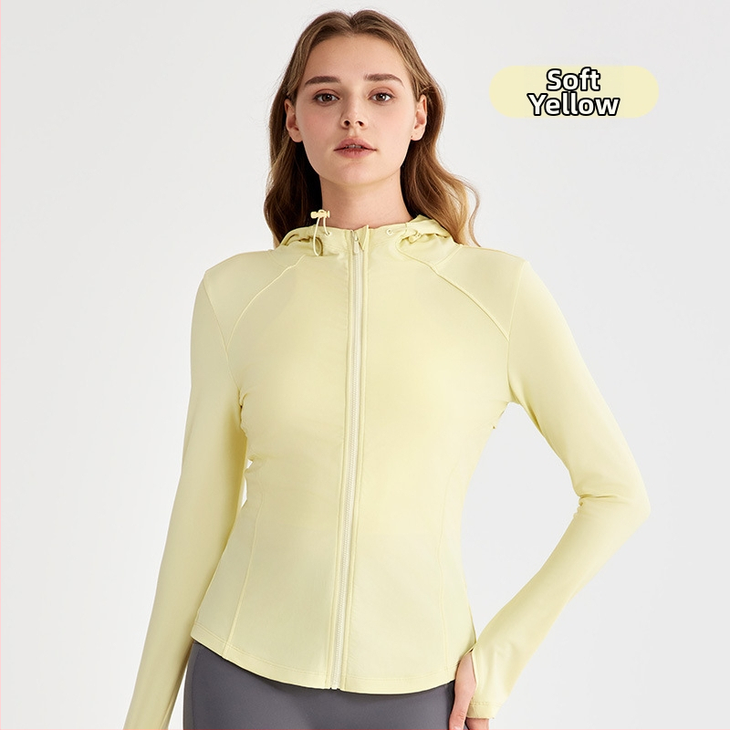 Jachetă pentru femei cu protecție solară UPF50+ cu glugă (croială Slim, material răcoros, găuri pentru degetul mare)