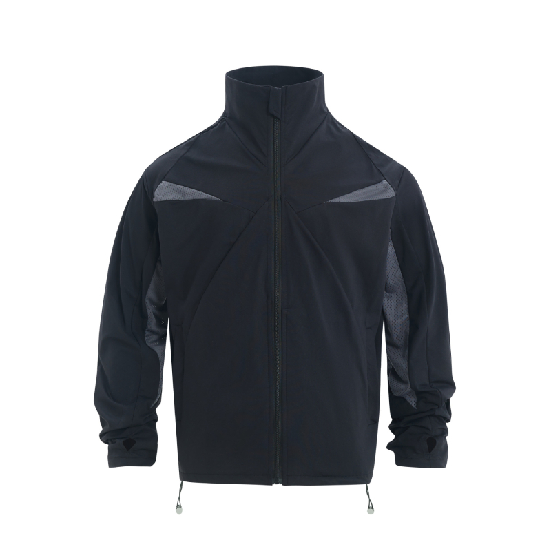 Ρετρό στυλ μακρυμάνικο μπουφάν, χαλαρή γραμμή, UPF50+ προστασία από τον ήλιο, 100% πολυεστέρας