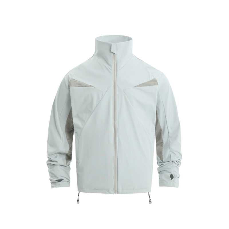 Ρετρό στυλ μακρυμάνικο μπουφάν, χαλαρή γραμμή, UPF50+ προστασία από τον ήλιο, 100% πολυεστέρας