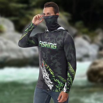 Jachetă de pescuit outdoor pentru bărbați, protecție UV UPF 15-25+, uscare rapidă, respirabilă, absorbția umezelii, glugă, mâneci lungi, poliester