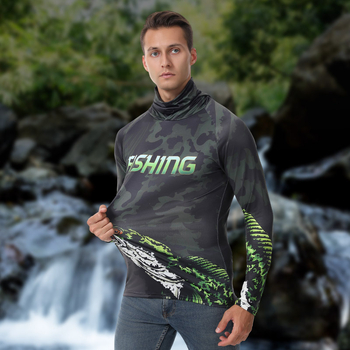 Jachetă de pescuit outdoor pentru bărbați, protecție UV UPF 15-25+, uscare rapidă, respirabilă, absorbția umezelii, glugă, mâneci lungi, poliester