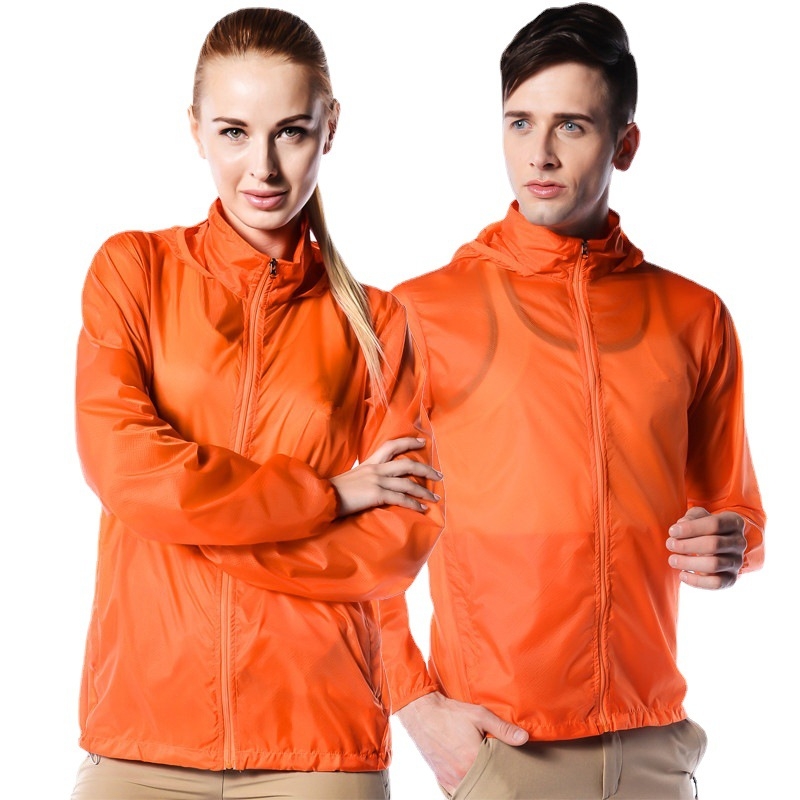 Geacă de exterior pentru vânt, ultra-subțire și ultra-ușoară, respirabilă, cu glugă, material nylon UPF15