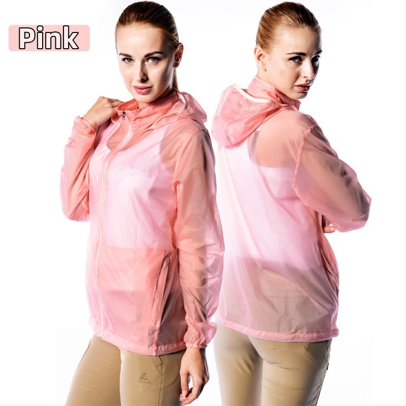 Geacă de exterior pentru vânt, ultra-subțire și ultra-ușoară, respirabilă, cu glugă, material nylon UPF15