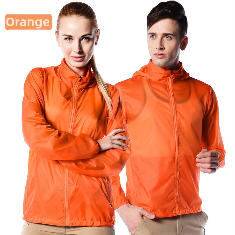 Geacă de exterior pentru vânt, ultra-subțire și ultra-ușoară, respirabilă, cu glugă, material nylon UPF15