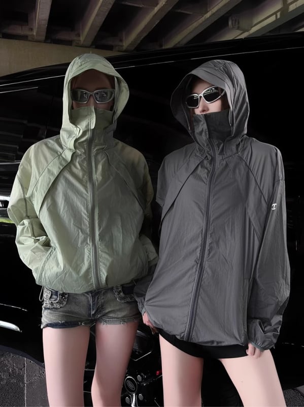 Kapuljačasta jakna od poliestera 96%+, ljeto, retro stil, zatvarač