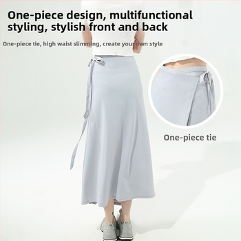 Fustă lungă de plajă din nylon cu bretele – protecție UV, uscare rapidă, respirabilă, rezistentă la praf