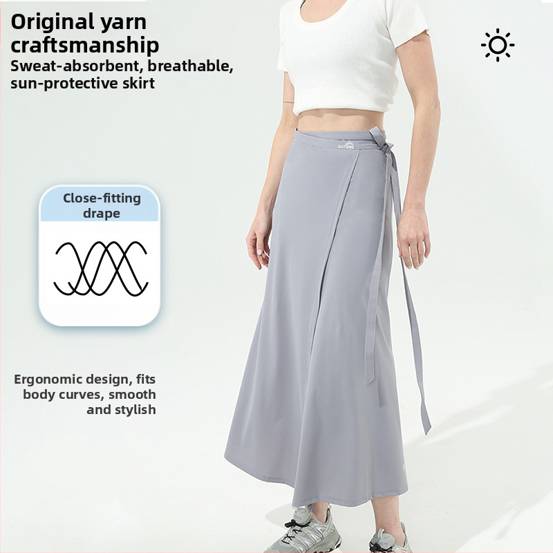 Fustă lungă de plajă din nylon cu bretele – protecție UV, uscare rapidă, respirabilă, rezistentă la praf