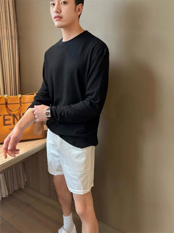 Férfi lélegző napvédelmi alapréteg felső, laza szabású hosszú ujjú kötött felső, poliészter anyag