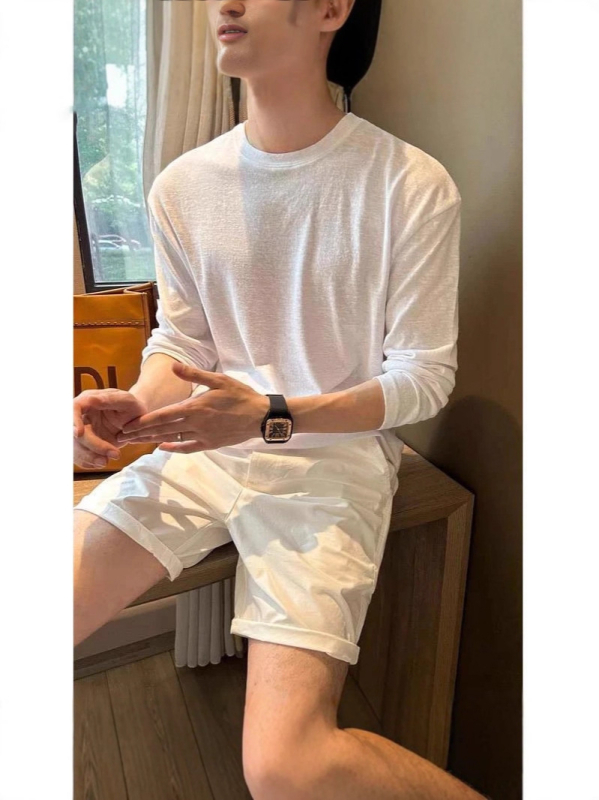 Férfi lélegző napvédelmi alapréteg felső, laza szabású hosszú ujjú kötött felső, poliészter anyag