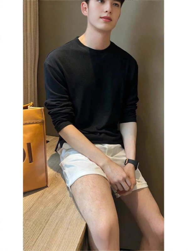 Férfi lélegző napvédelmi alapréteg felső, laza szabású hosszú ujjú kötött felső, poliészter anyag