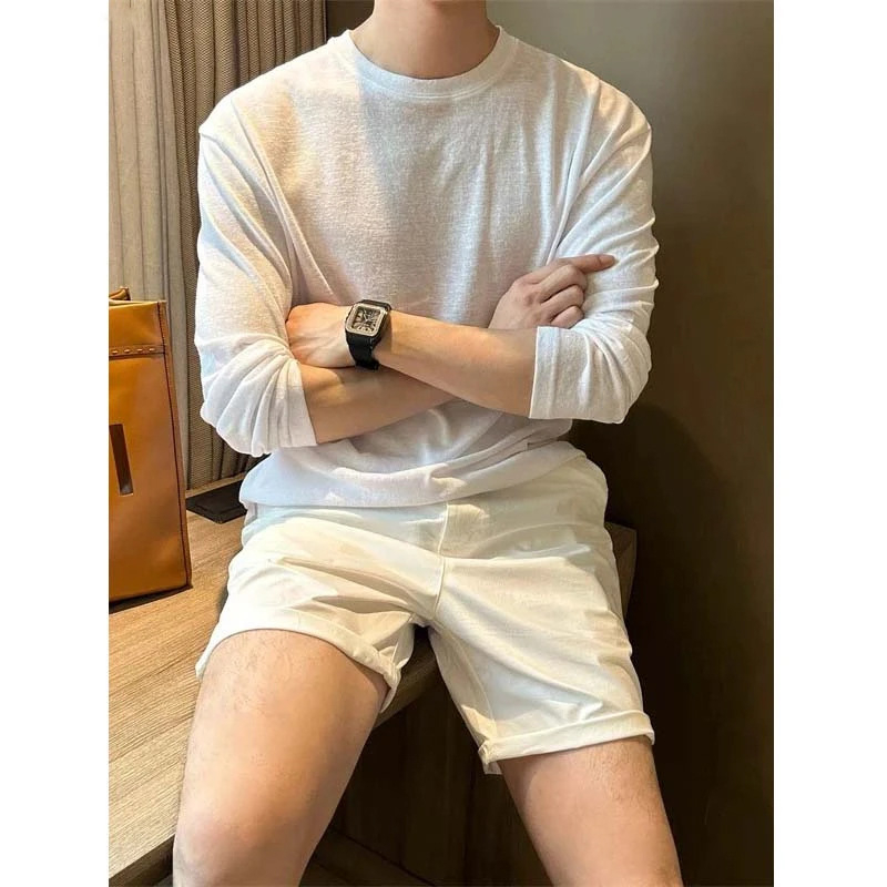 Férfi lélegző napvédelmi alapréteg felső, laza szabású hosszú ujjú kötött felső, poliészter anyag