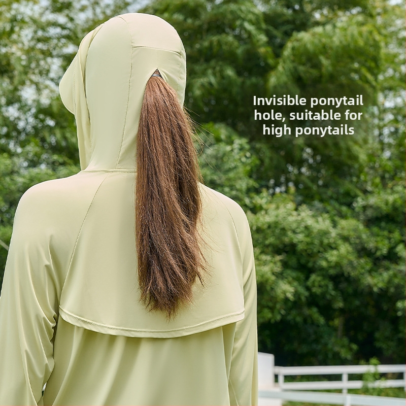 Sievietēm UV aizsardzības jaka ar kapuci, viegla un elpojoša vasaras ārējā apģērbs, poliestera audums (galvenais sastāvs 81–95%), 2025. gada vasara