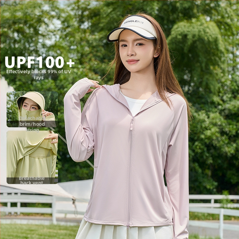 Geacă UV pentru femei cu glugă, ușoară și respirabilă, materiale poliester (conținut 81–95%), vara 2025