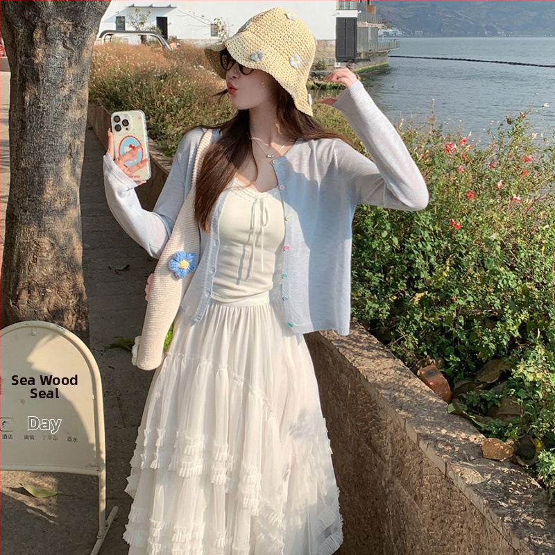 Női napvédő hosszú ujjú kardigán, bő szabás, UPF40+, vékony nyári külső réteg, motoros stílus