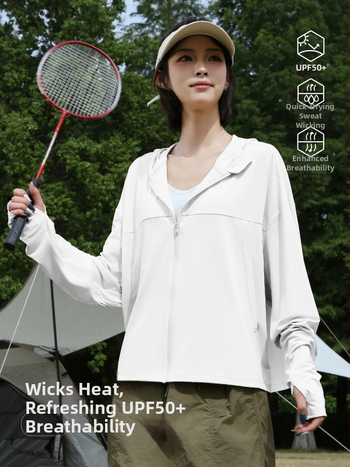 Női napvédő kabát, poliészter rostos anyag, imitációs nylon anyag, hosszú ujjú, szabályos hossz, UPF50+, 2025 nyár