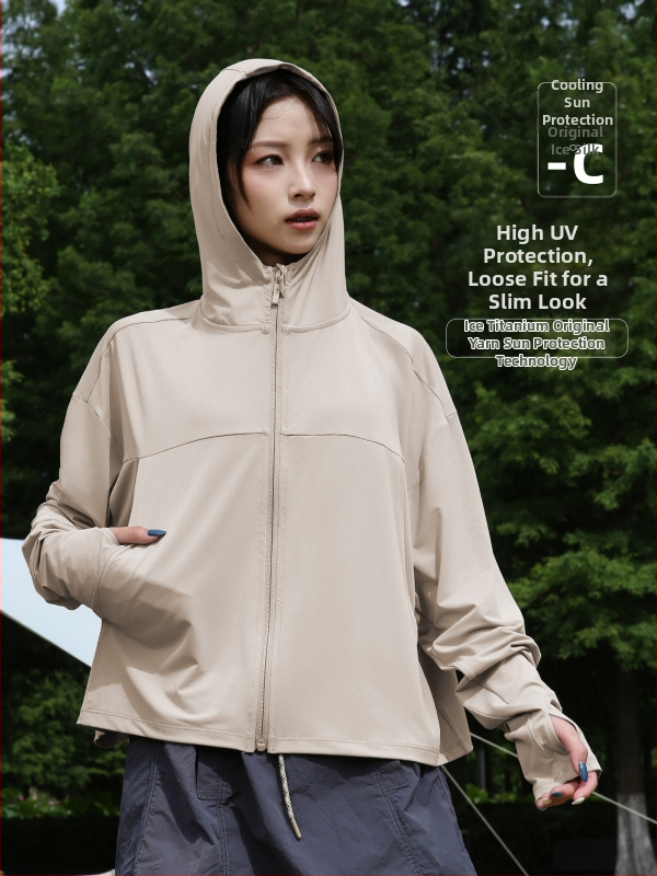 Női napvédő kabát, poliészter rostos anyag, imitációs nylon anyag, hosszú ujjú, szabályos hossz, UPF50+, 2025 nyár