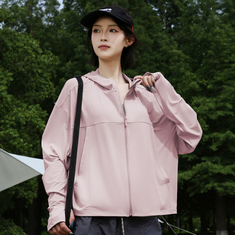 Női napvédő kabát, poliészter rostos anyag, imitációs nylon anyag, hosszú ujjú, szabályos hossz, UPF50+, 2025 nyár