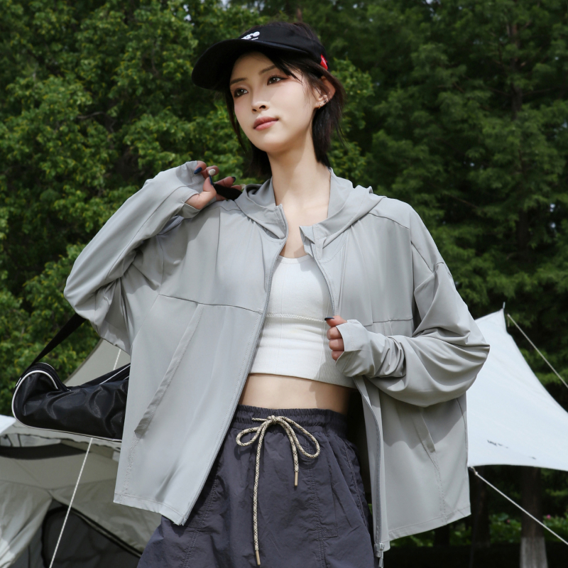 Női napvédő kabát, poliészter rostos anyag, imitációs nylon anyag, hosszú ujjú, szabályos hossz, UPF50+, 2025 nyár