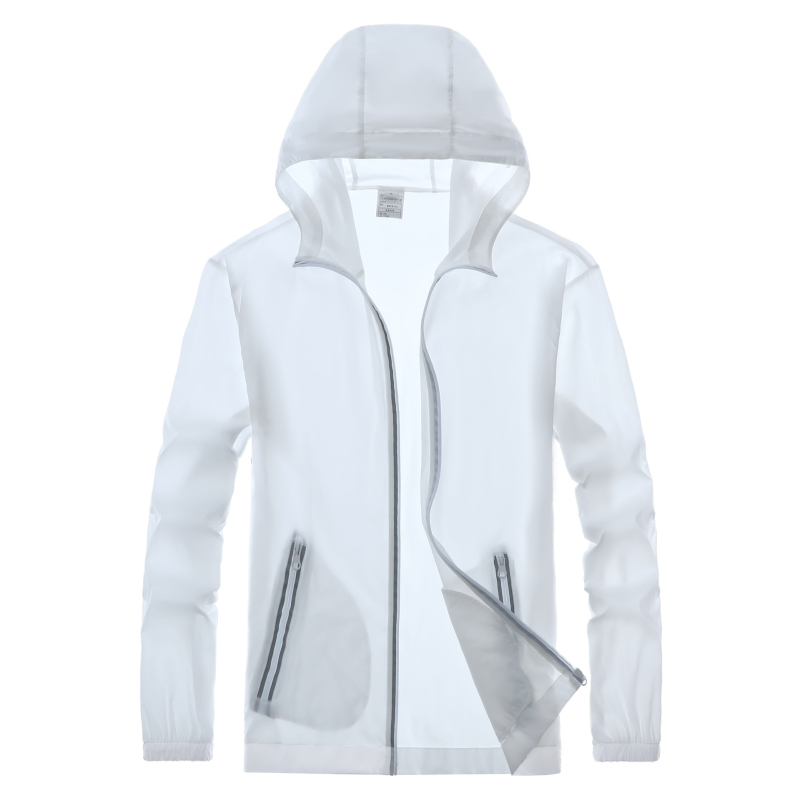 Férfiaknak könnyű napvédő kapucnis kabát, laza szabású, plusz méret, poliészter