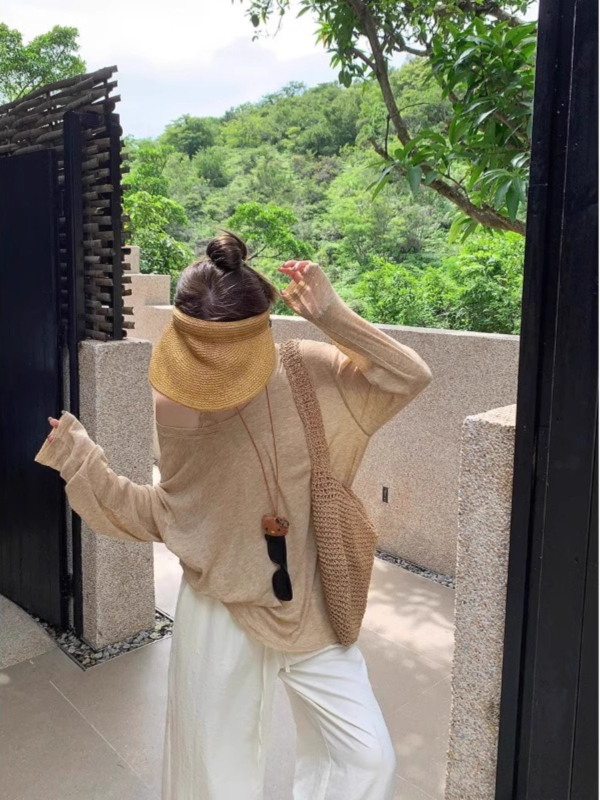 Női lazán szabott hosszú ujjú napsugárvédő póló UPF50+, közepes hosszúságú 65–80 cm, nyár 2025, alapanyag regenerált cellulóz rost + spandex