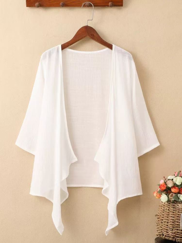 Laza kender kardigán 70–80% kender tartalommal, 3/4-es ujjú, hossza 50–65 cm, nyári 2025 kollekció