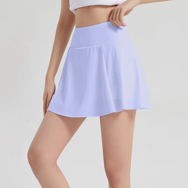 Blue Needle fustă sport albă cu protecție UV, plisată în linie A, țesătură ice-silk Dynamic Pearl Land, 88% nylon, 12% spandex