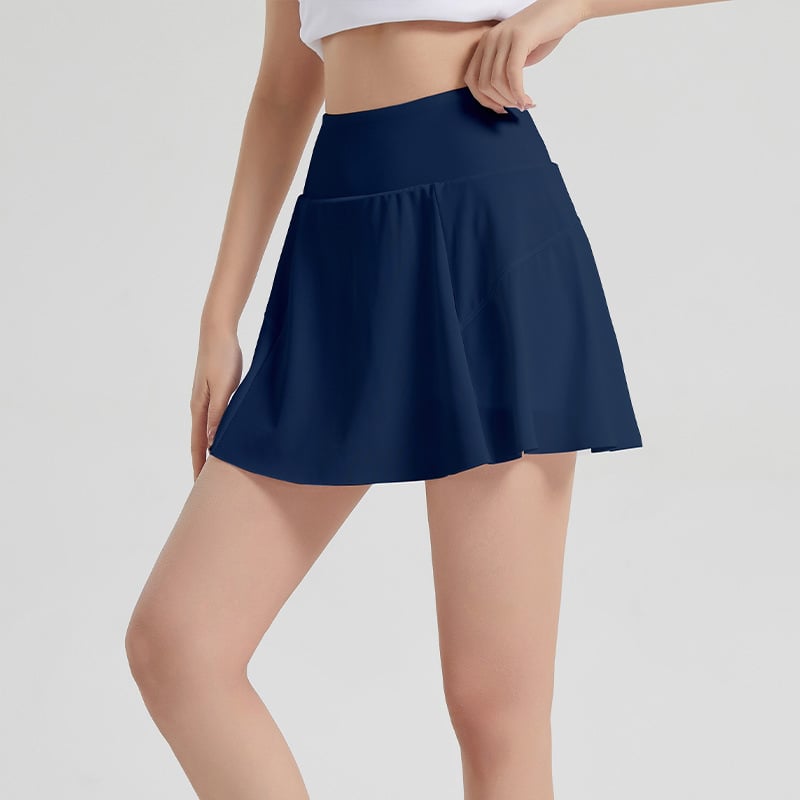 Blue Needle fustă sport albă cu protecție UV, plisată în linie A, țesătură ice-silk Dynamic Pearl Land, 88% nylon, 12% spandex